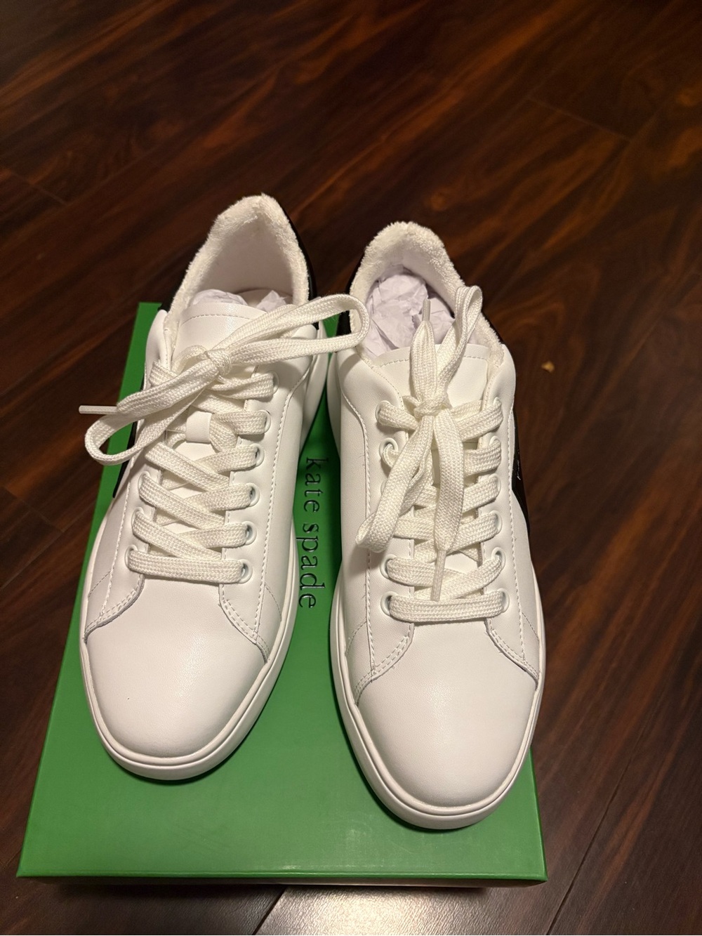 kate spade New York White Leather Lace-Up Sneakers - Women's BRAND NEW